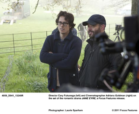 Cary Fukunaga on the set of Jane Eyre
