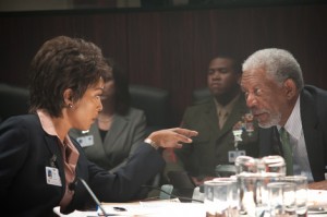 Angela Bassett and Morgan Freeman in Olympus Has Fallen
