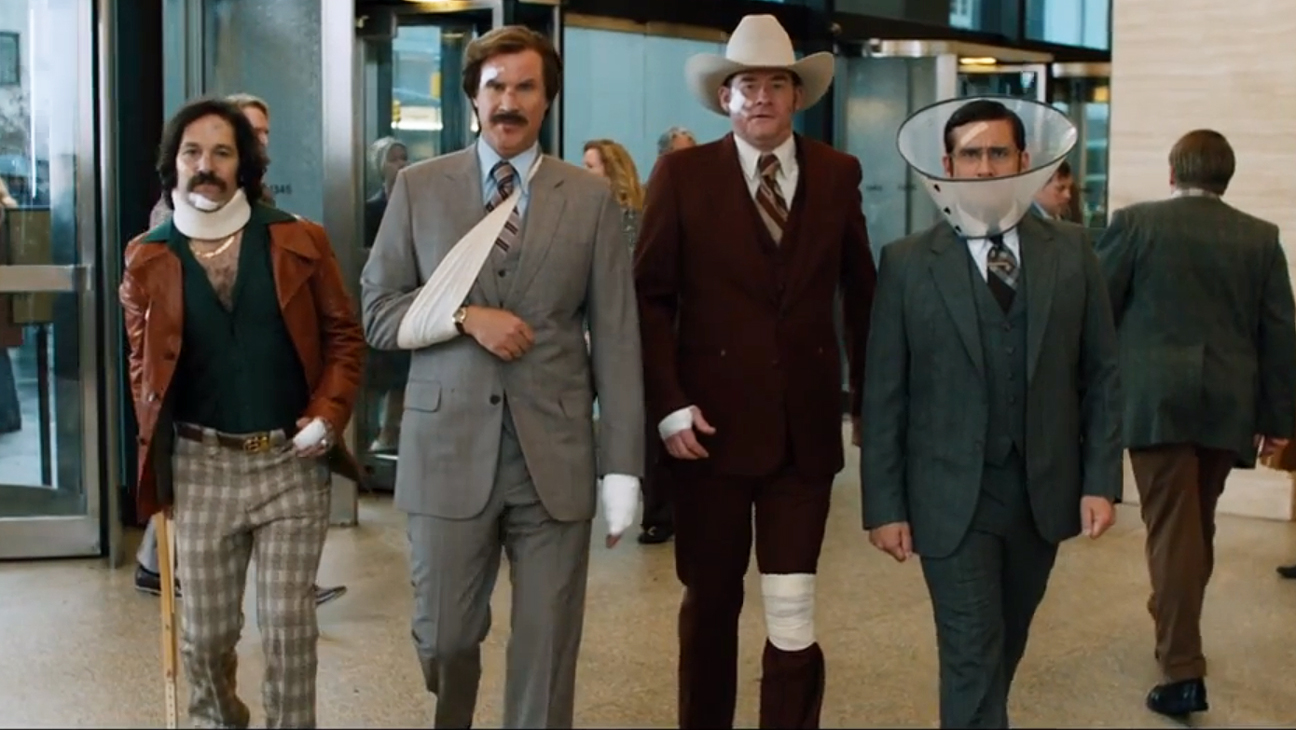 Paul Rudd, Will Ferrell, David Koechner and Steve Carell in Anchorman 2