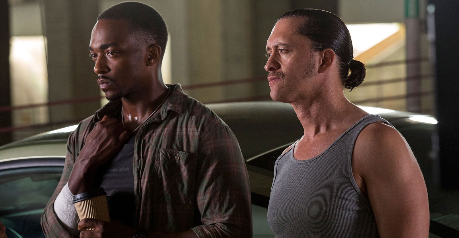 Anthony Mackie and Clifton Collins Jr. in TRIPLE 9