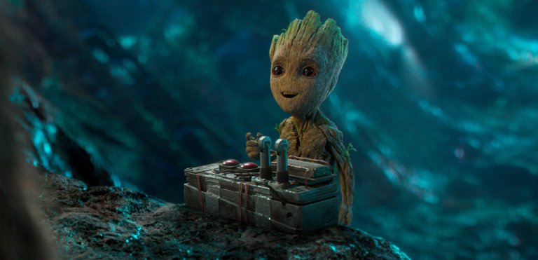 Baby Groot about to adorably destroy the world in GUARDIANS OF THE GALAXY VOL. 2.