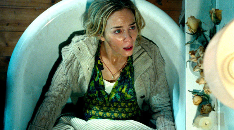 Emily Blunt is understandably freaked out in a bathtub in A Quiet Place.