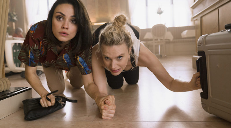 Mila Kunis and Kate McKinnon duck for cover in the action comedy The Spy Who Dumped Me