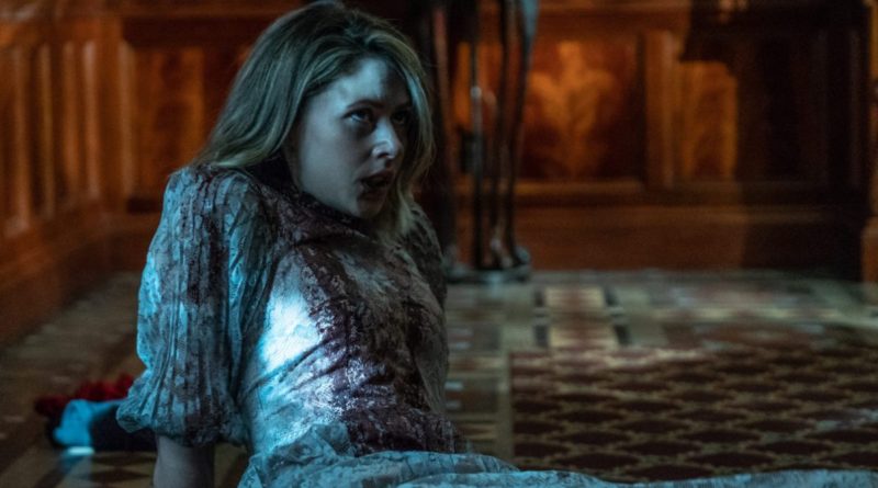 Amanda Crew looks bloodied and beaten in the movie Tone-Deaf