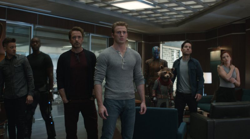 The heroes of Avengers: Endgame assemble in an office to hear about their plan